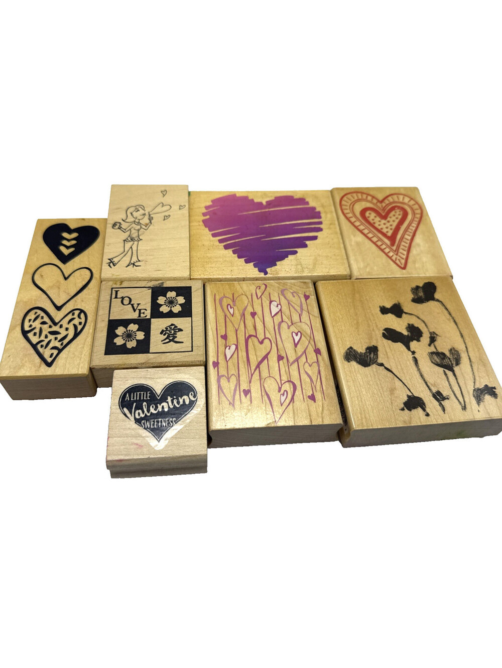 Lot of 8 Valentine Heart Rubber Stamps Hero Arts Penny Black Love Scrapbooking
